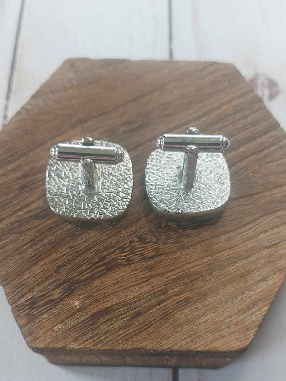 Silver-Tone Black Enamel Donkey Cufflinks